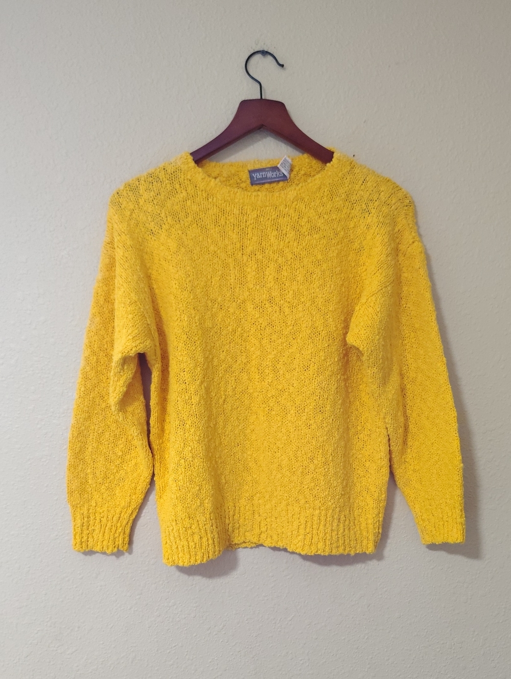 Vintage Yarn Works Bouclé Chunky Knit Relaxed Pullover Sweater Size L 90s Granny